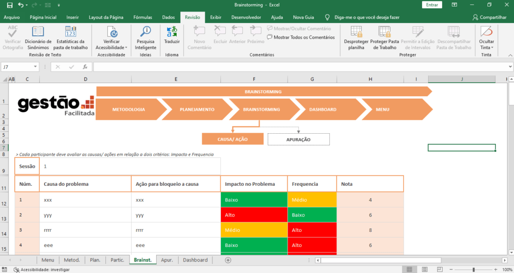 Planilha para Brainstorming – Gestão Facilitada